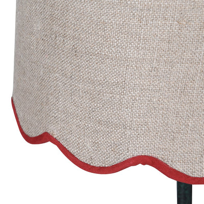 Table Lamp W/ Red Scalloped Shade