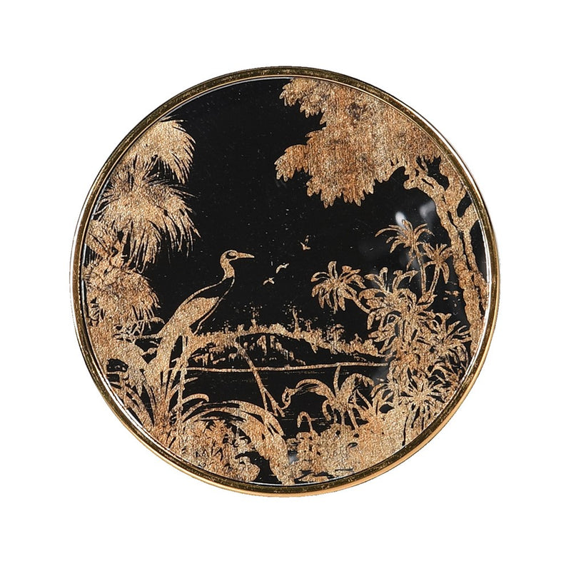 S/4 Antique Gold Jungle Scene Coasters