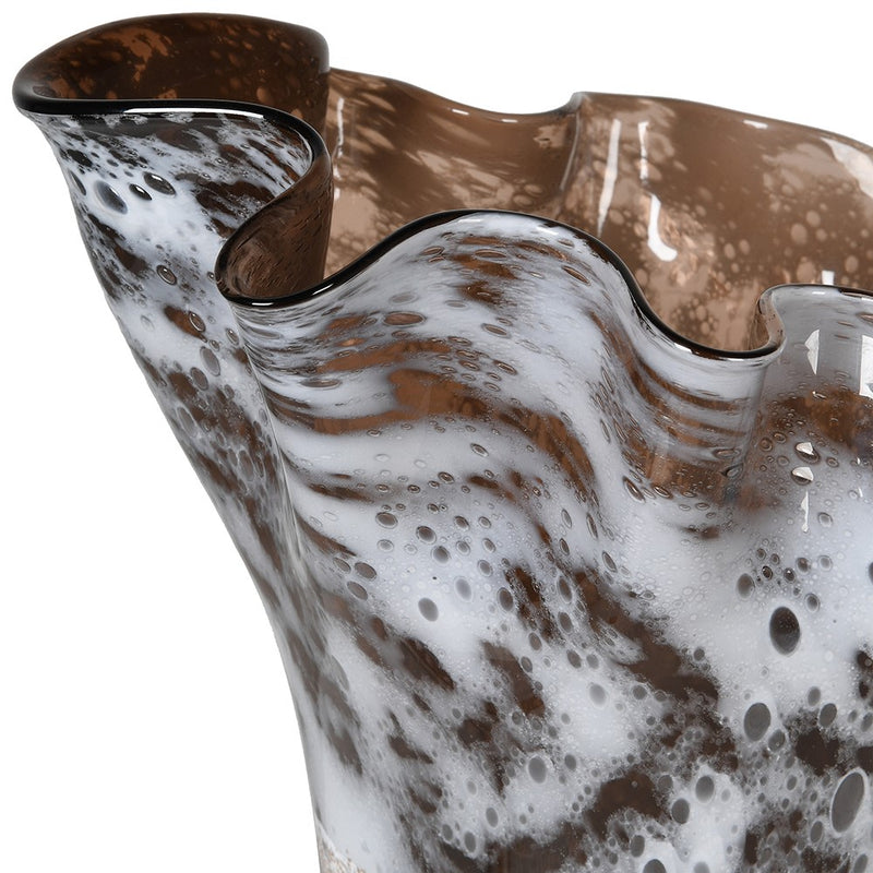 Mottled Brown Handkerchief Glass Vase