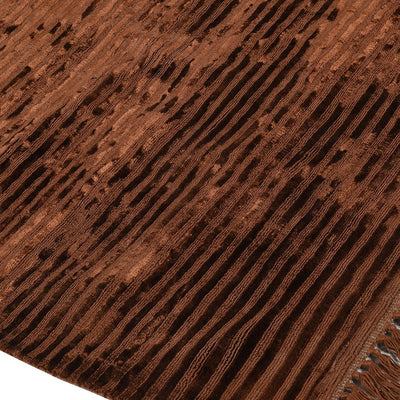 Striped Terracotta Tassel Rug