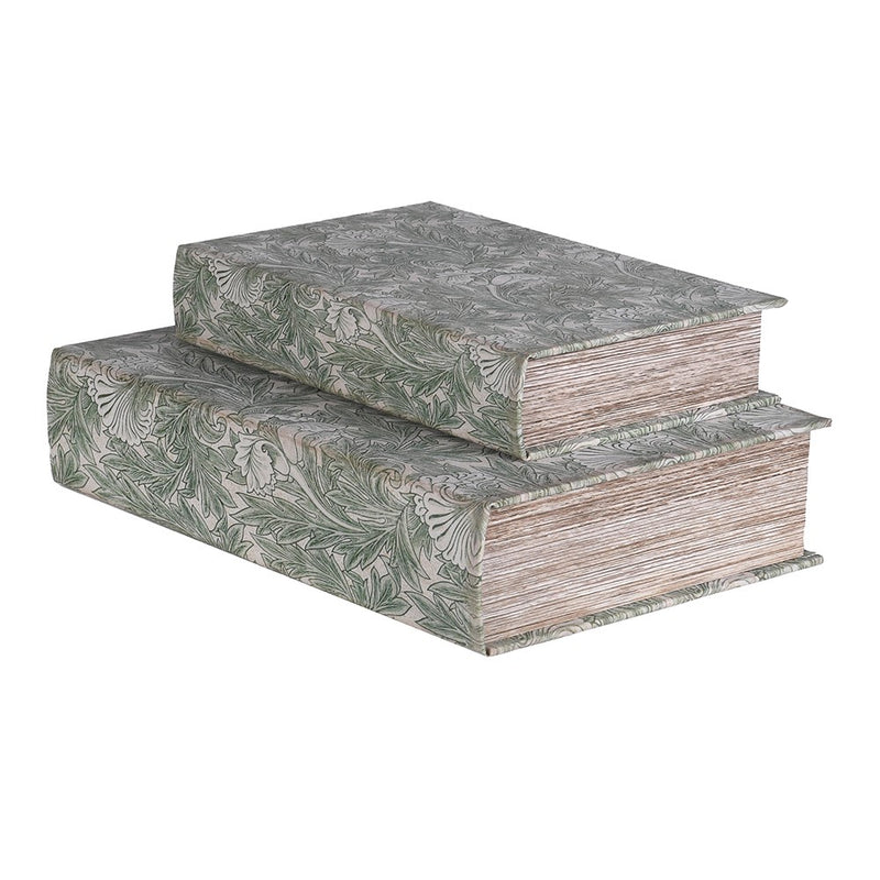 S/2 Green Floral Book Boxes
