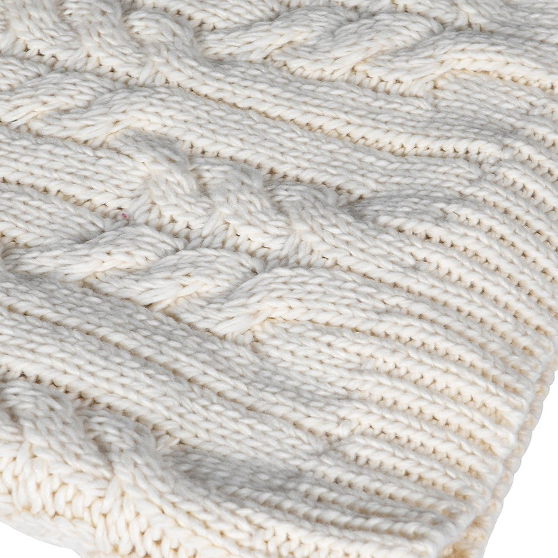 Beige Cable Knit Throw