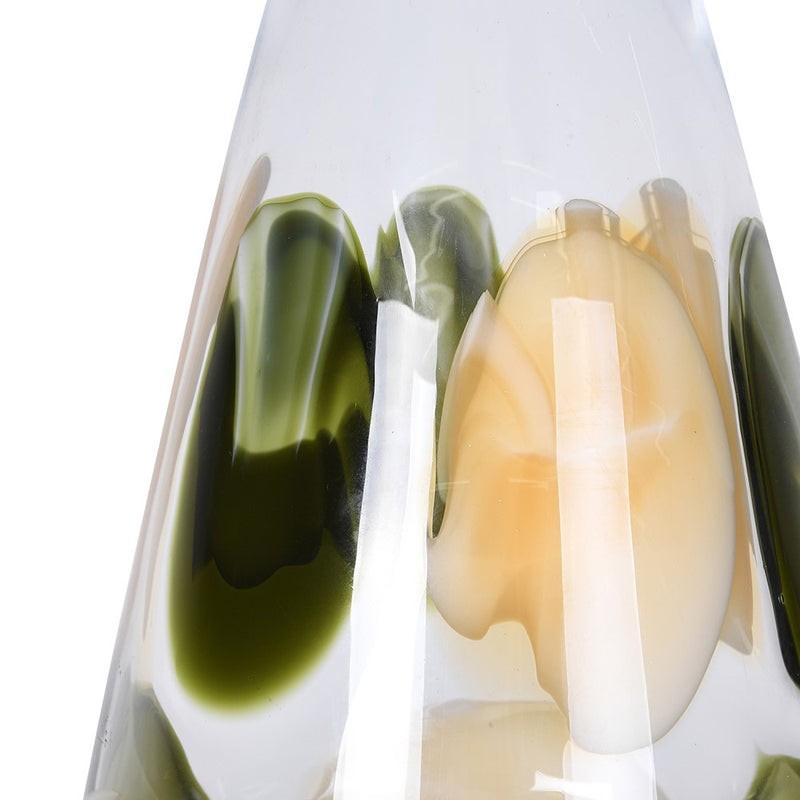 White, Green & Cream Patterned Glass Vase