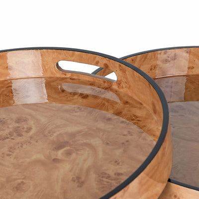 S/2 Round Tan Pattern Trays