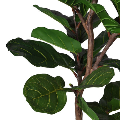 Faux Ficus Lyrata Plant In Black Pot