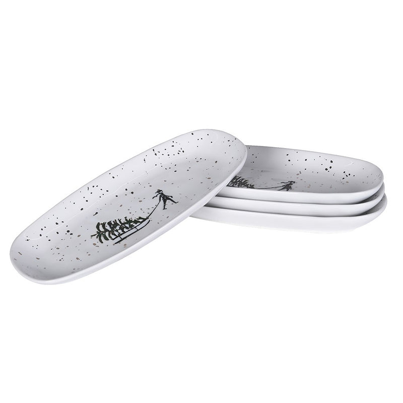 White & Black Speckled Tree Sledge Platter