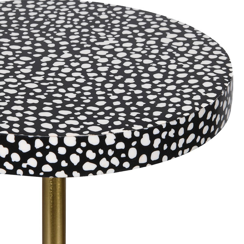 Monochrome Dotty & Gold Round Patterned Side Table