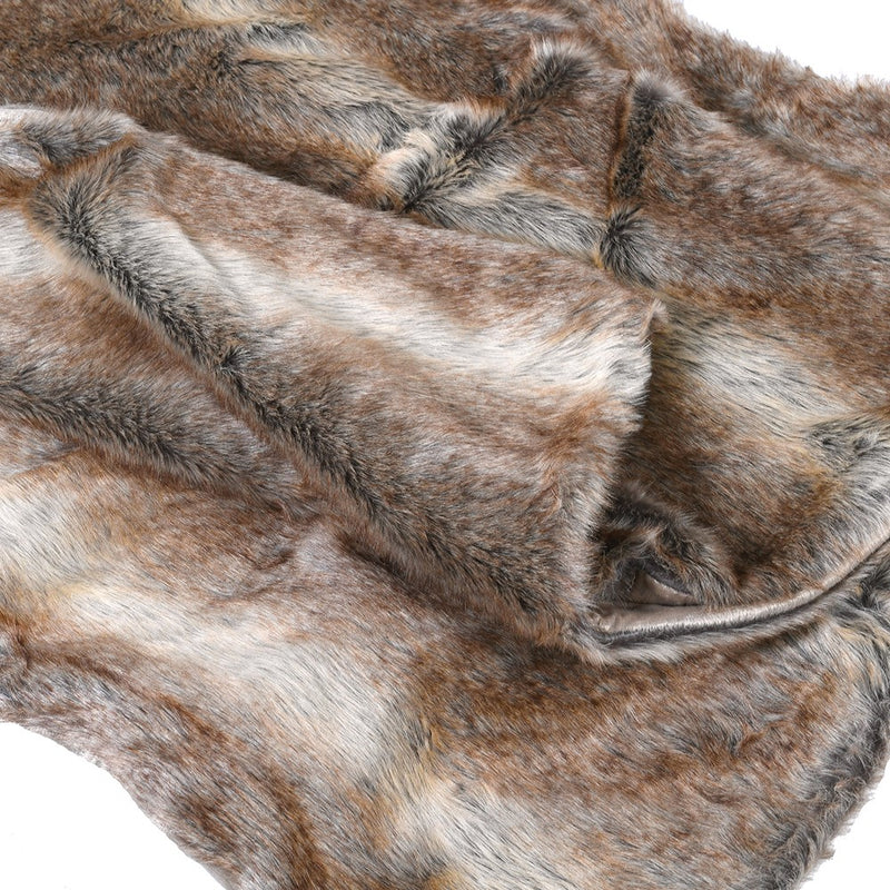 Brown & Beige Large Stripe Faux Fur Throw 140x180cm
