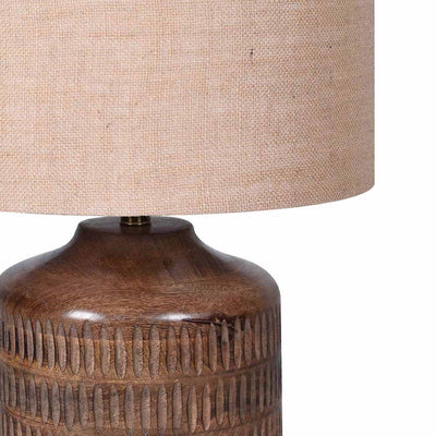 Ridged Wood Table Lamp