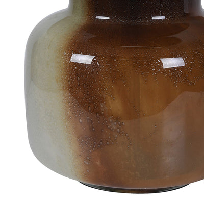 Brown & Cream Bubble Table Lamp W/Linen Shade