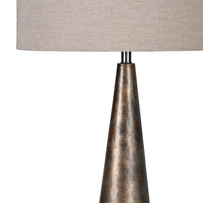 Antique Dark Bronze Pyramid Floor Lamp W/Linen Shade