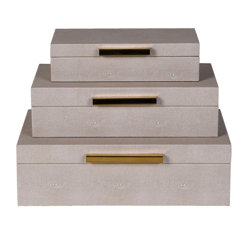 S/3 Faux Shagreen Taupe Boxes
