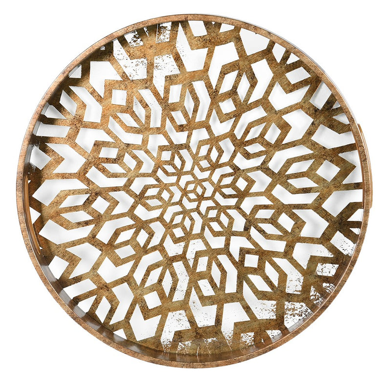 Antique Gold Finish Mosaic Tray