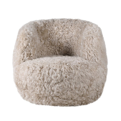 Beige Sheepskin Swivel Chair