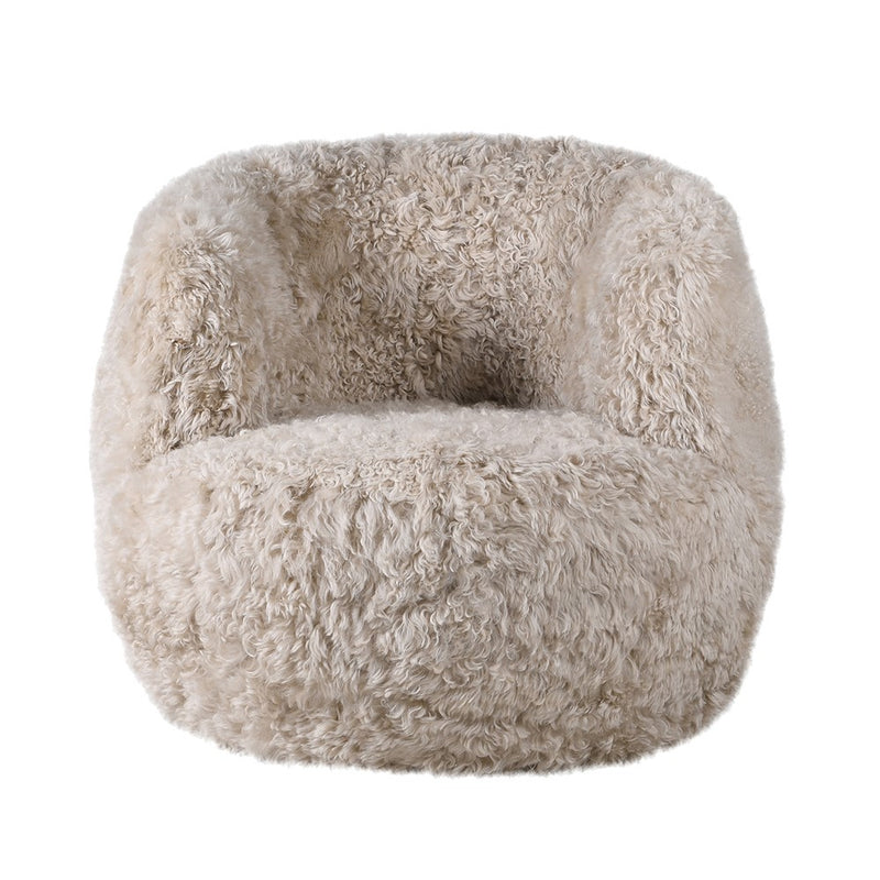 Beige Sheepskin Swivel Chair