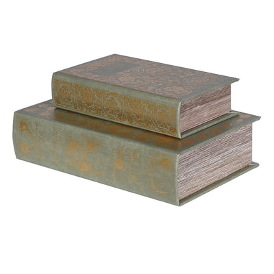 S/2 Green & Gold Classics Book Boxes