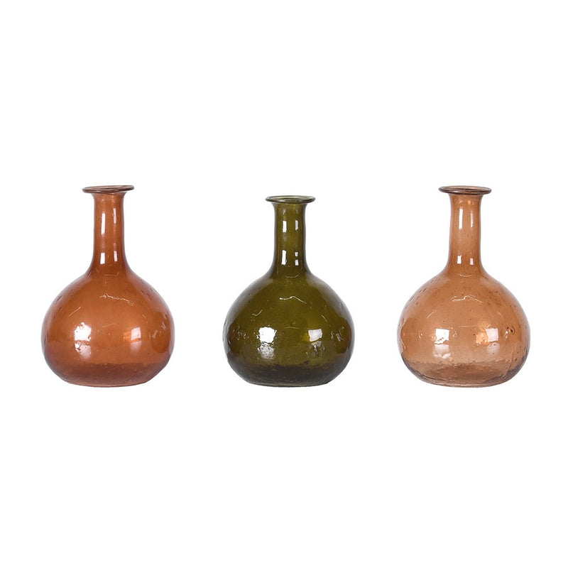 S/3 Amber & Green Bud Vases