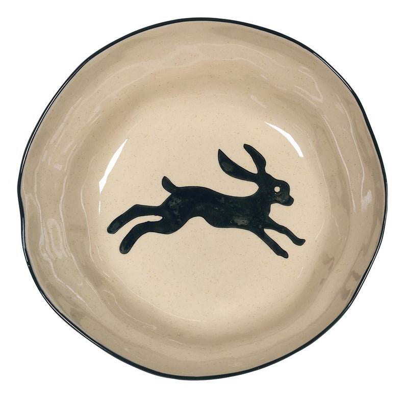 Beige Stoneware Hare Print Bowl