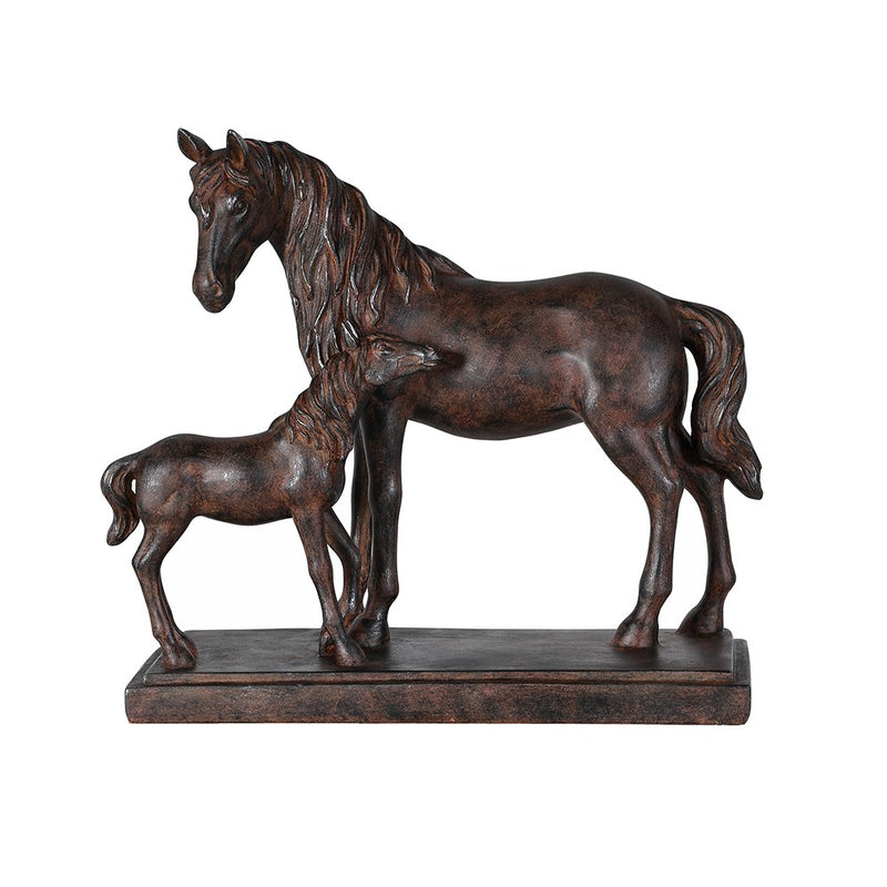Bronze Effect Distressed Mare & Foal Ornament