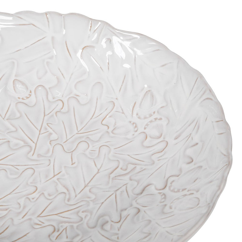 White Oak Leaf Ceramic Serving Bowl