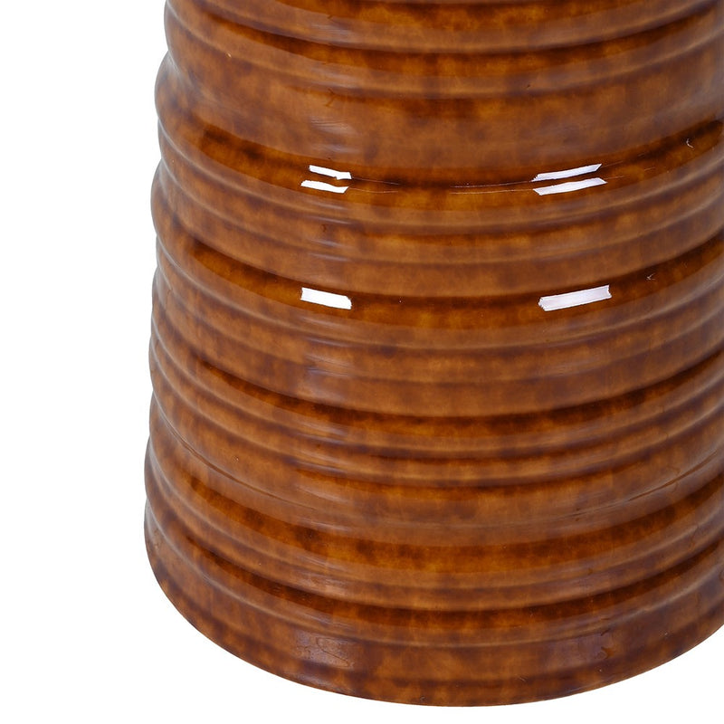 Ribbed Amber Floor Lamp W/ Linen Shade