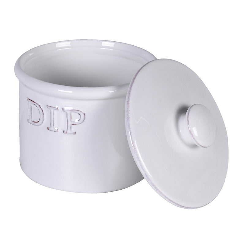 Distressed White Lidded Dip Jar