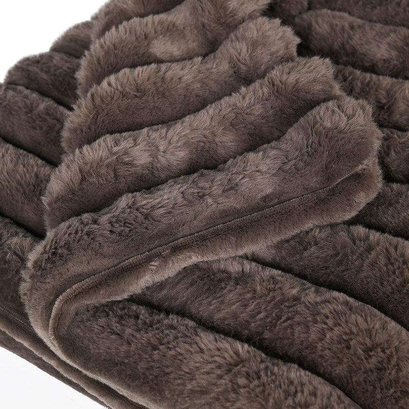 Chocolate Ribbed Faux Fur Throw