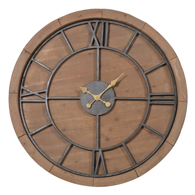 Wood & Metal Round Clock