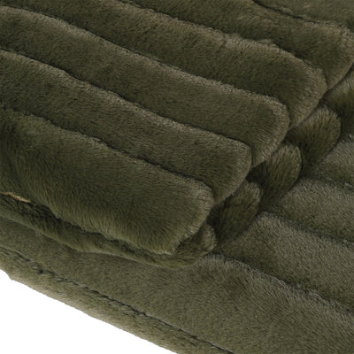 Ribbed Olive Green Faux Fur Throw