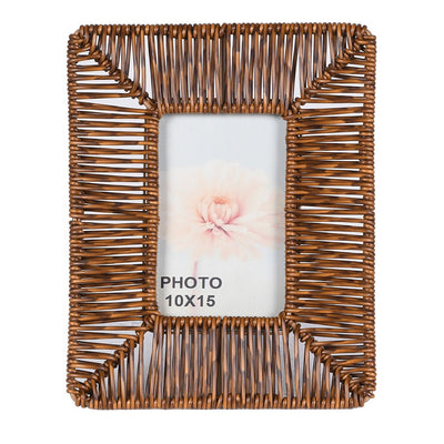 Dark Brown Rattan Effect Photo Frame