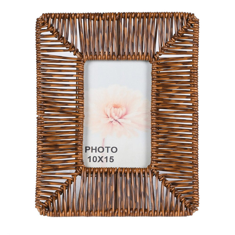 Dark Brown Rattan Effect Photo Frame