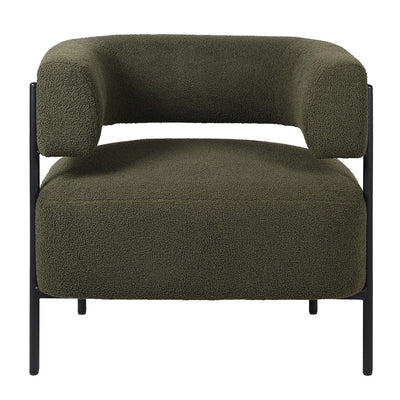 Moss Green Boucle Curved Accent Chair