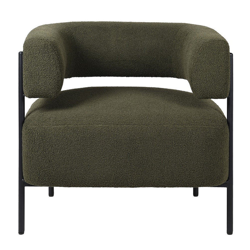 Moss Green Boucle Curved Accent Chair