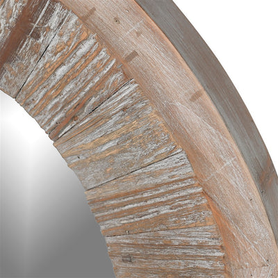 Round Fir Wood Mirror