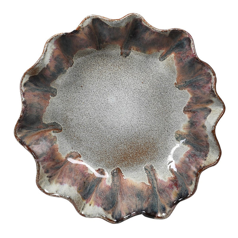 Brown Ombre Glaze Pleated Bowl