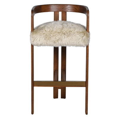 Oak Cream Sheepskin Barstool