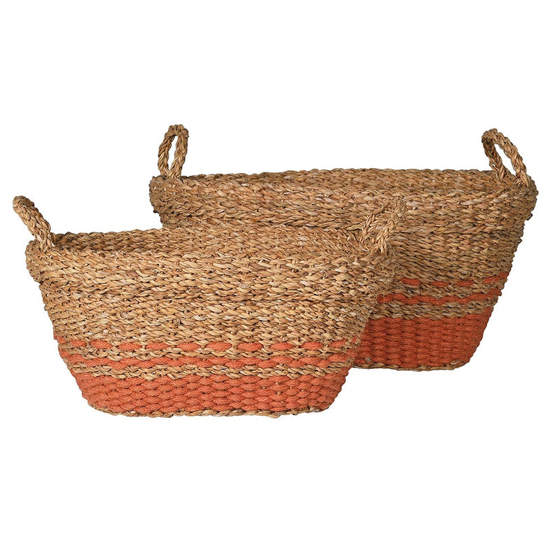 S/2 Two Tone Seagrass Oval Baskets