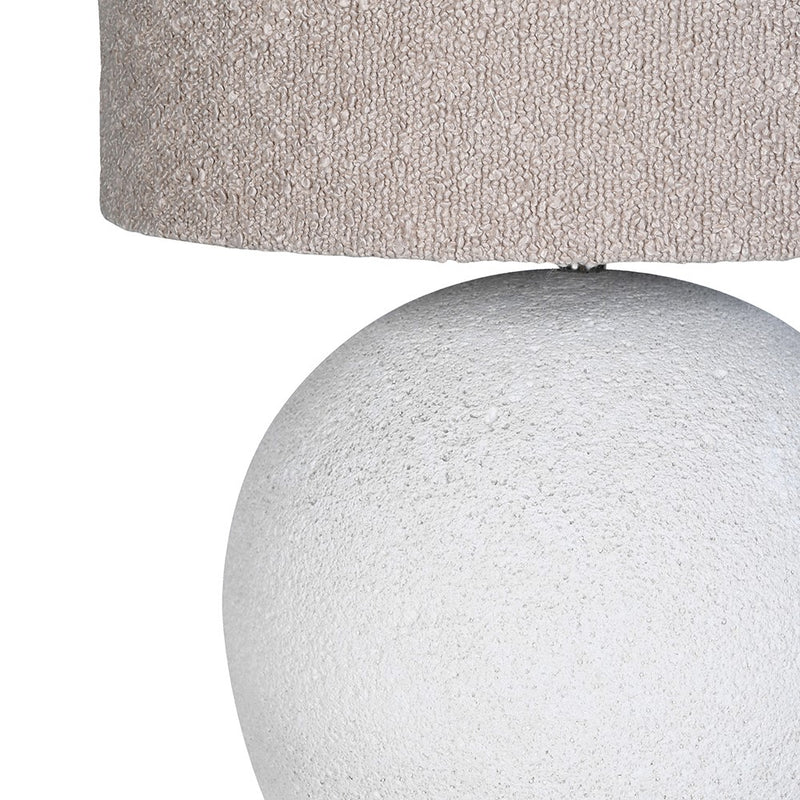 White Stoneware Dimpled Table Lamp W/Shade