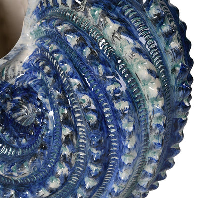 Large Ceramic Blue & White Shell Vase