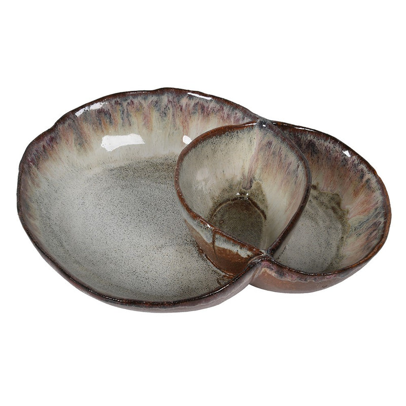 Brown Ombre Glazed Sectioned Bowl