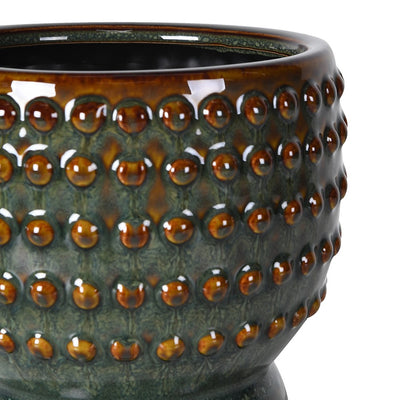 Teal Bobble Reactive Glaze Ceramic Pot