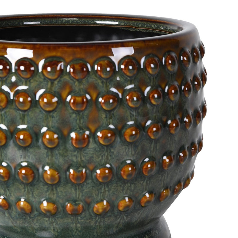 Teal Bobble Reactive Glaze Ceramic Pot