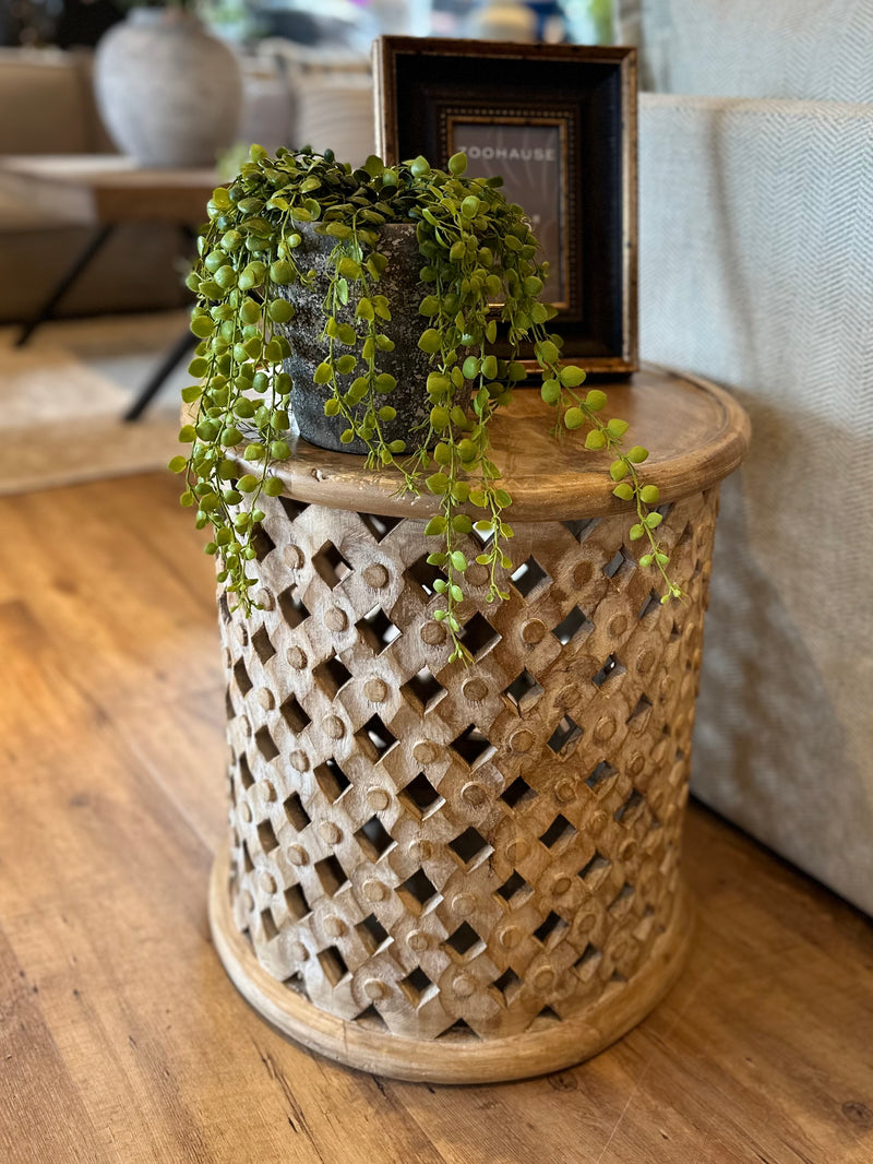 White Wash Mango Side Table