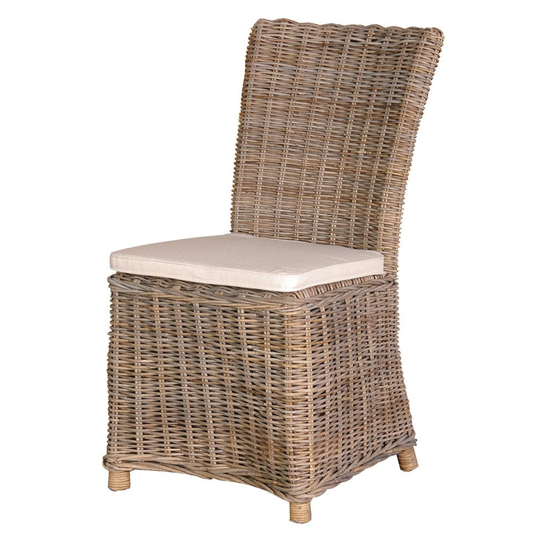 Rattan Dining Chair with Linen Cushion