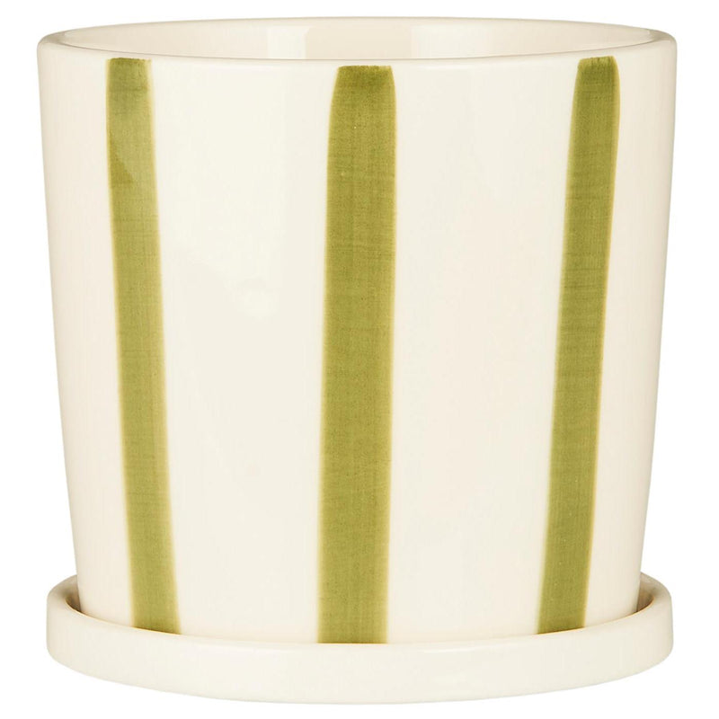 Small Green Striped Pot