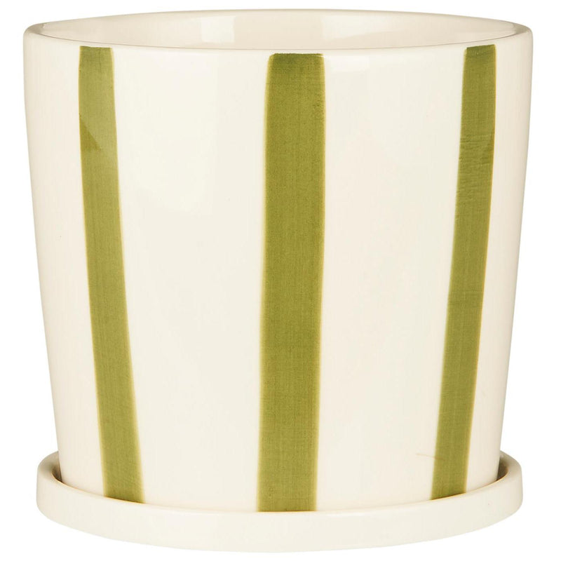 Large Green Striped Pot