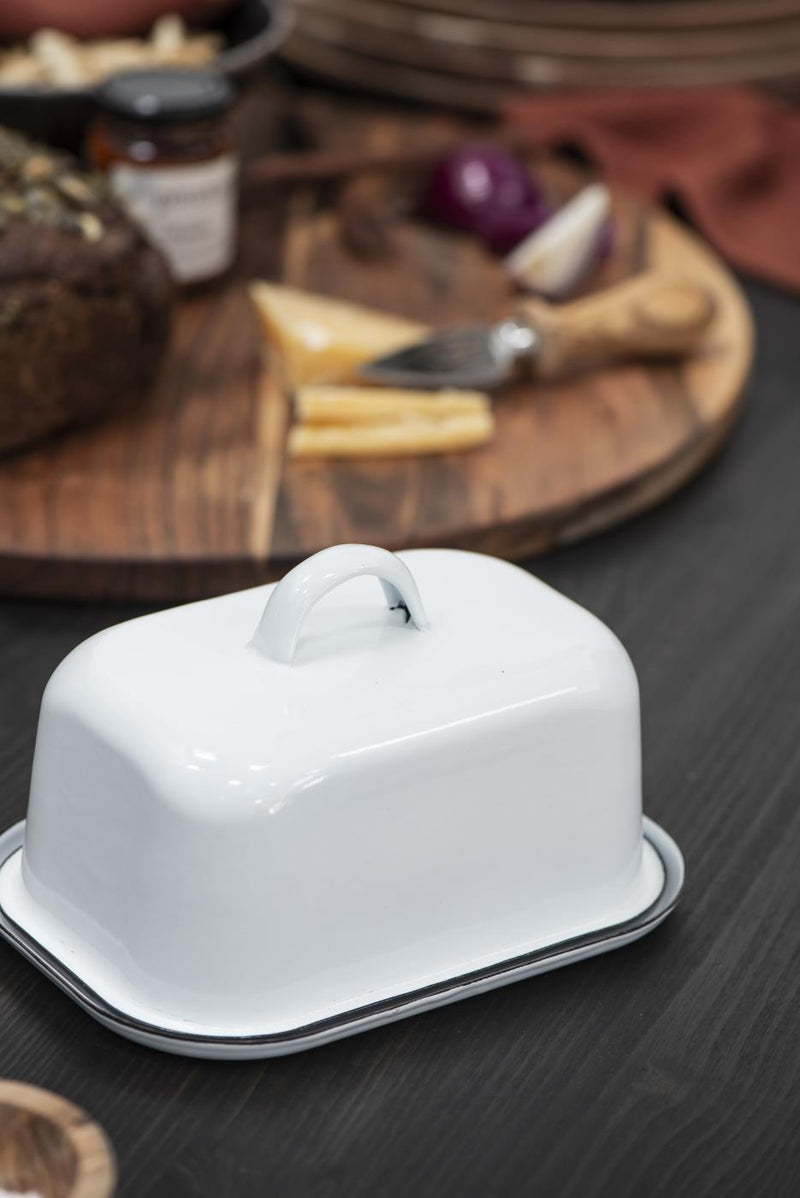 Enamel White Butter Dish