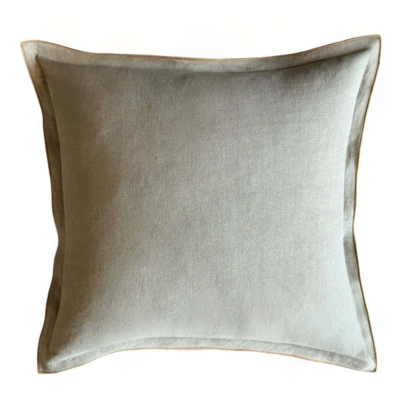 Sage Green/Tabacco Linen Mix Cushion 50x50cm