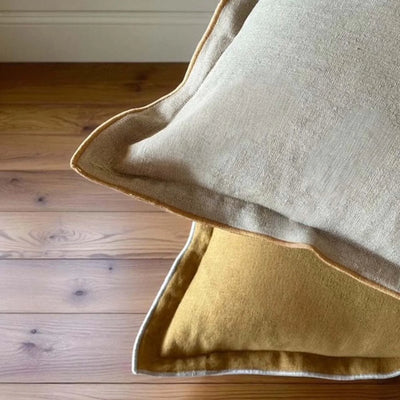 Sage Green/Tabacco Linen Mix Cushion 50x50cm