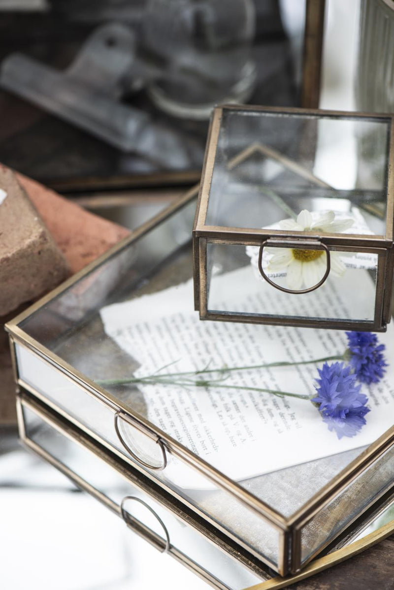 Antique Gold Square Glass Box